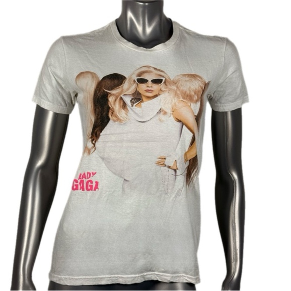 Lady Gaga Graphic T White & Pink Short Sleeve T Shirt